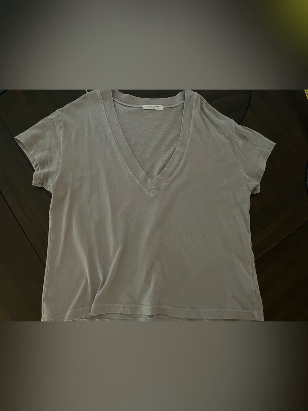 Perfectwhitetee Alanis recycled cotton v neck tee- Shark Gray